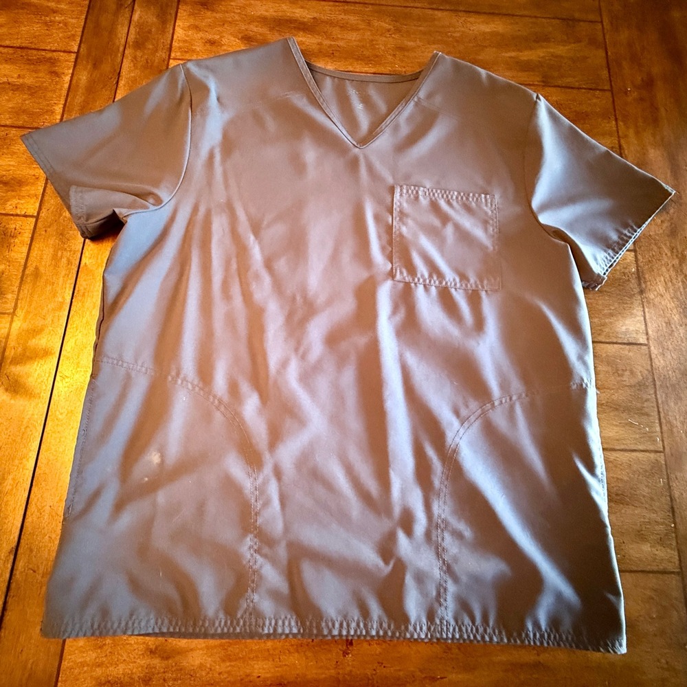 Scrubstar Mens V-Neck Scrub Set, Top Pewter Gray Size Large, Pants-Medium Pocket